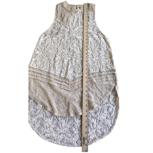 Free People Maisie Tunic Antique Ivory Lace High Neck Sleeveless Blouse Tank Med - Picture 8 of 12